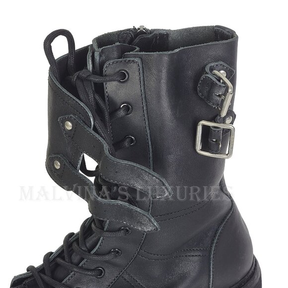 GUCCI BOOTS MENS LACE UP DISTRESSED BLACK LEATHER w LOGO sz 9 / 9.5 US - Picture 11 of 15